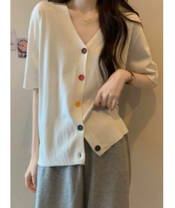2023夏季新款大碼女裝冰絲針織開(kāi)衫胖妹妹遮肚顯瘦減齡短袖上衣潮
